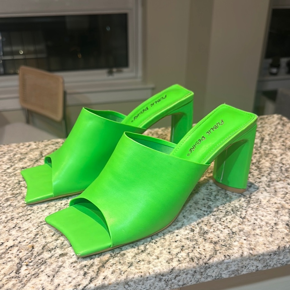 Public Desire Women's Green Heeled Mules